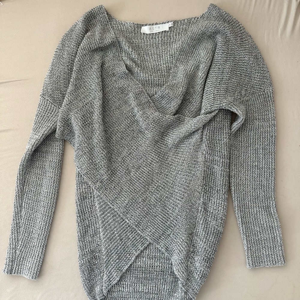 ASTR The Label Cross Sweater Size Medium- grey